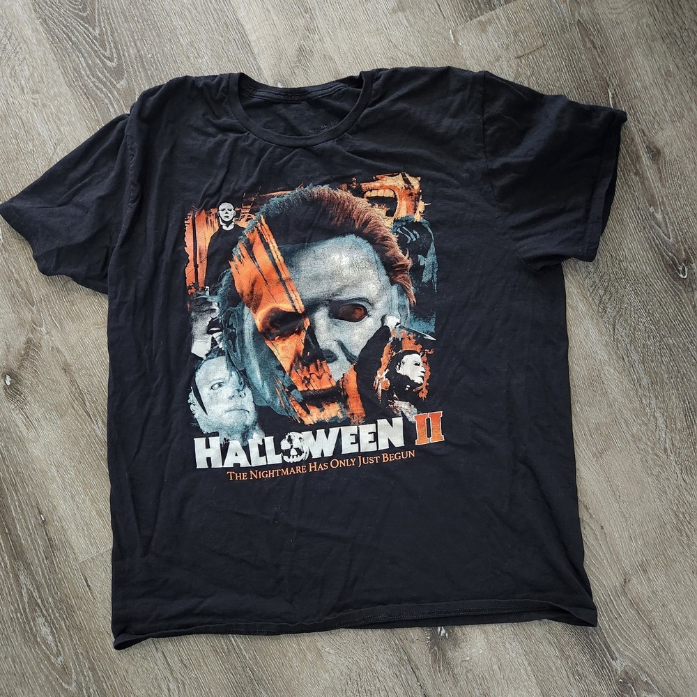 Halloween II Michael Myers Graphic T-Shirt Mens Black Horror Movie Slasher Tee
